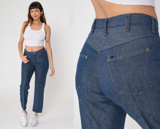 80s High Rise Straight Leg Blue Denim Jeans Medium Wash Medium M
