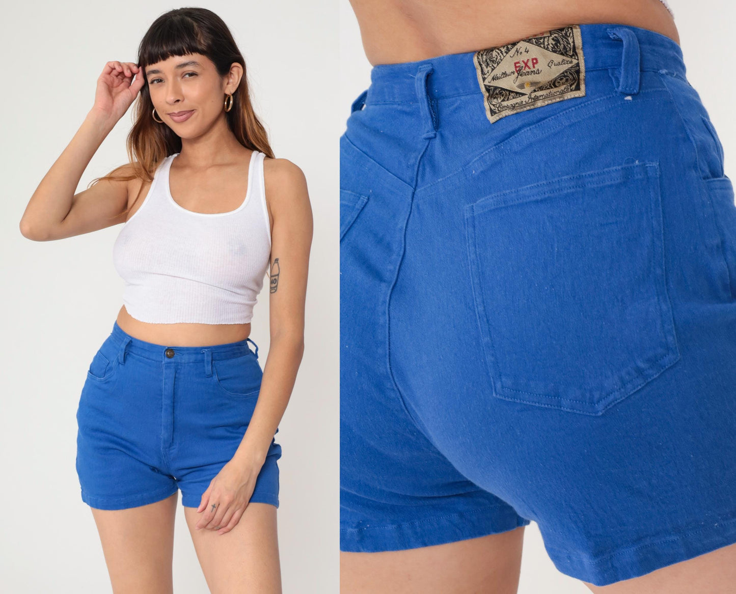 90s Exp Jeans Royal Blue High-Waisted Denim Shorts Small S