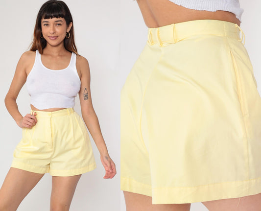 80s Connections Tropical Floral Shorts Yellow High Waisted Small