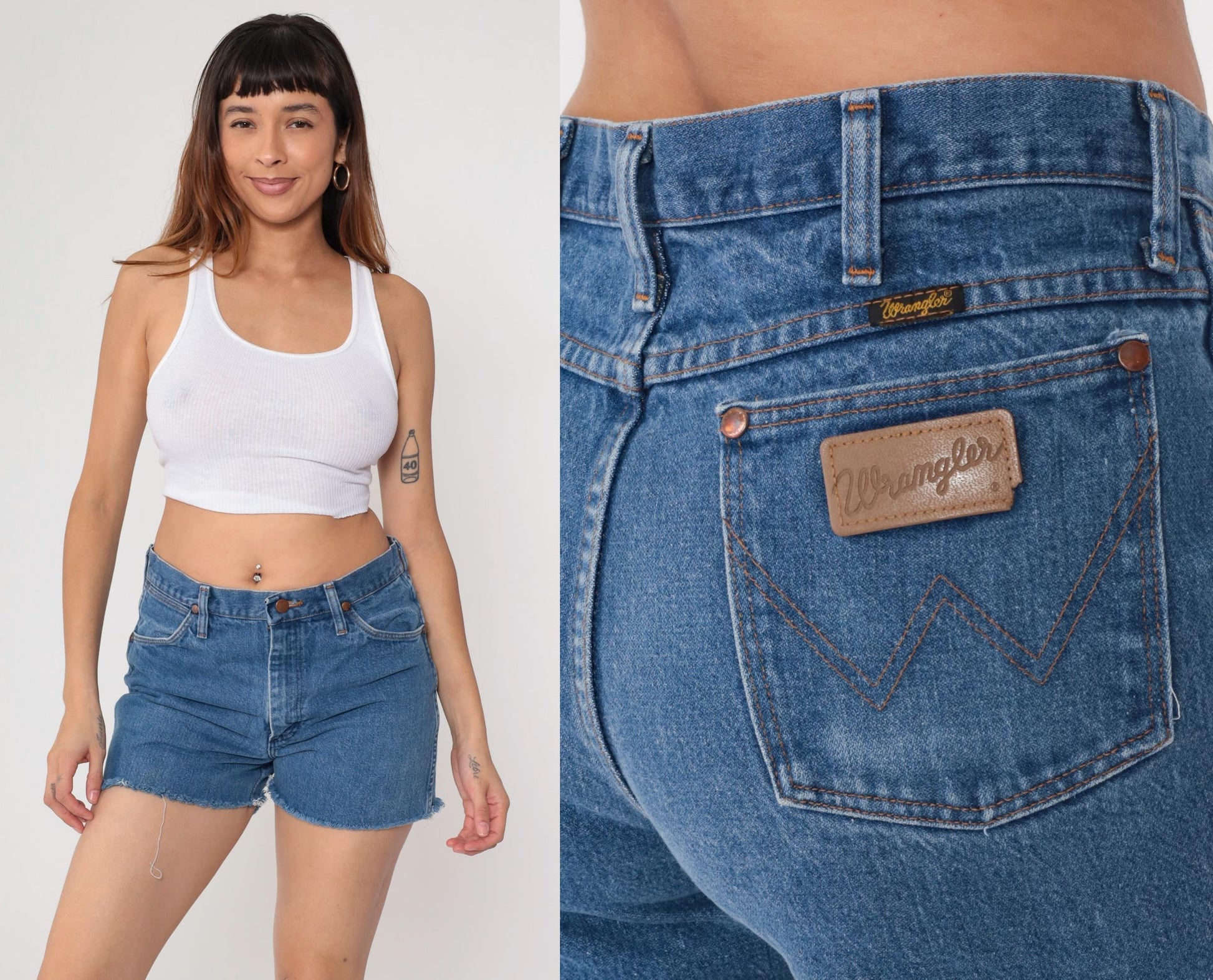 Wrangler 90s High Waisted Denim Cutoff Shorts Light Wash Cotton Large L