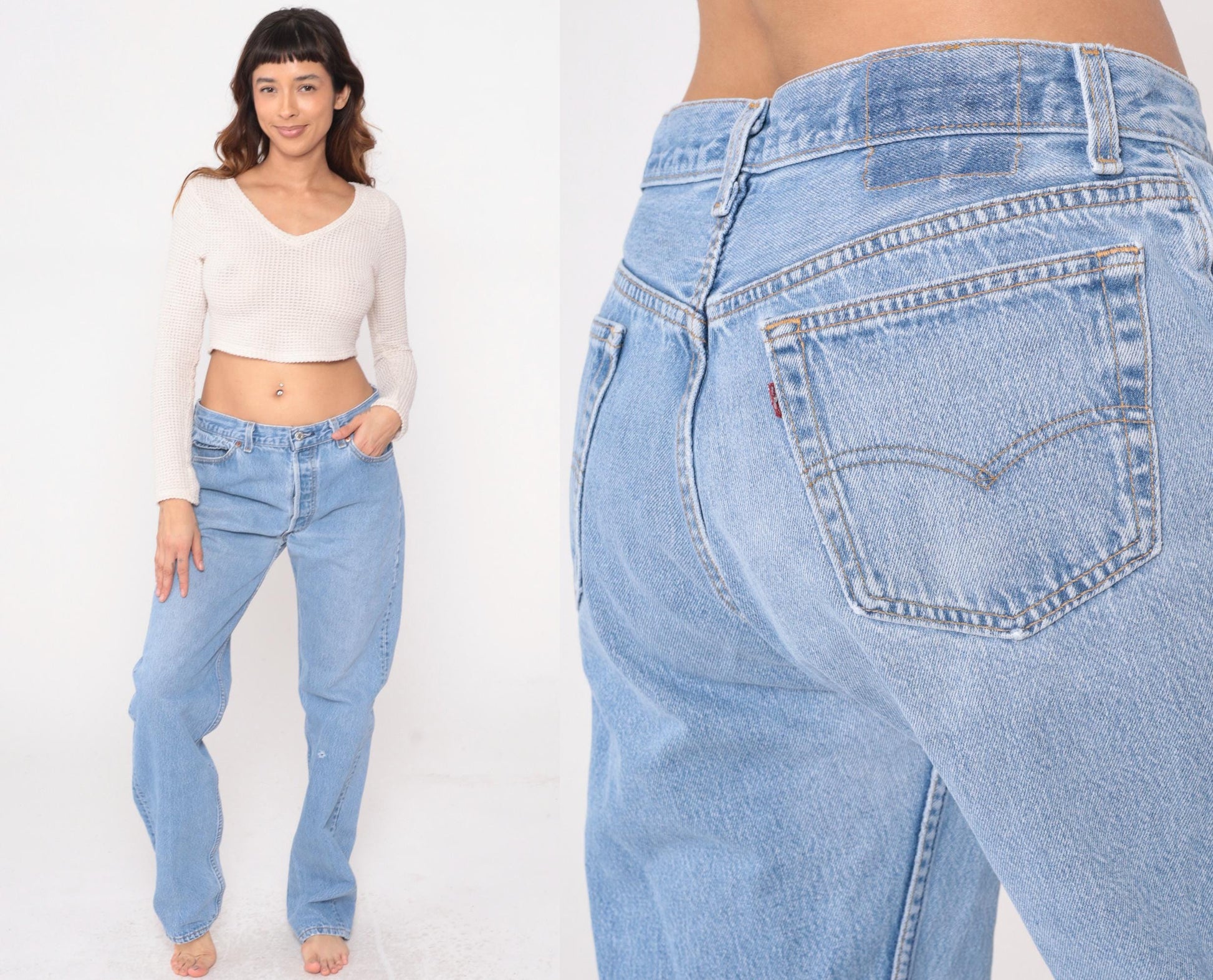 90s Levi's Light Wash High Waist Straight Leg Jeans Cotton Denim W34 L34