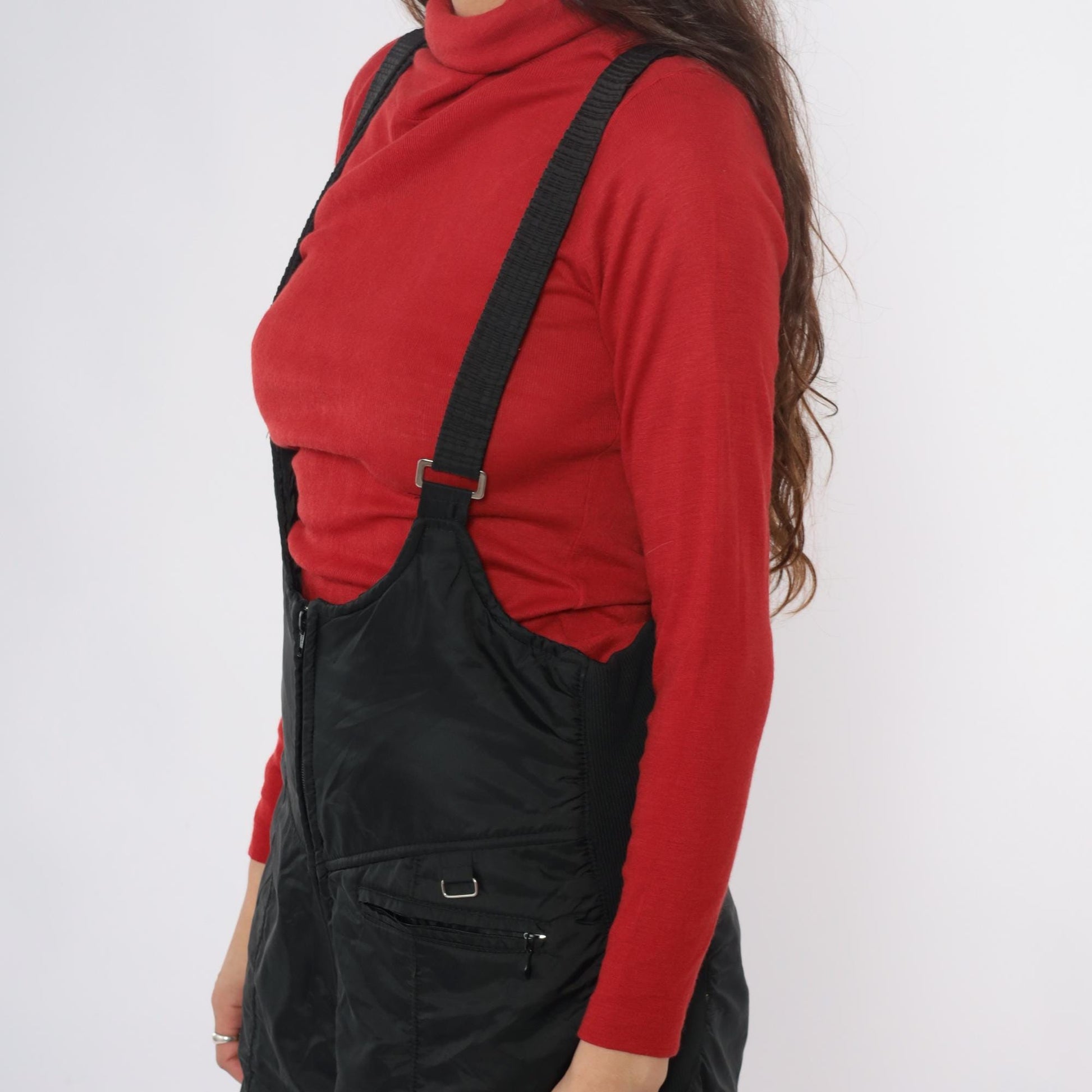 90s UA Sport Black Ski Overalls Insulated Suspender Straps Medium