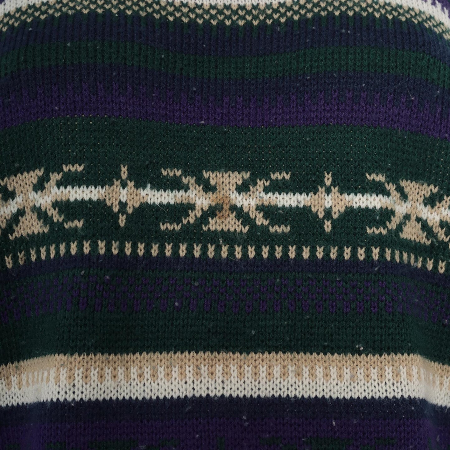 90s Fair Isle Sweater Green Purple Cream Geometric Pullover Extra Large XL