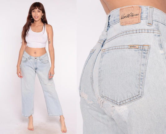 Levi's Y2K Light Wash Wide Leg Jeans Distressed Denim Low Rise Large L