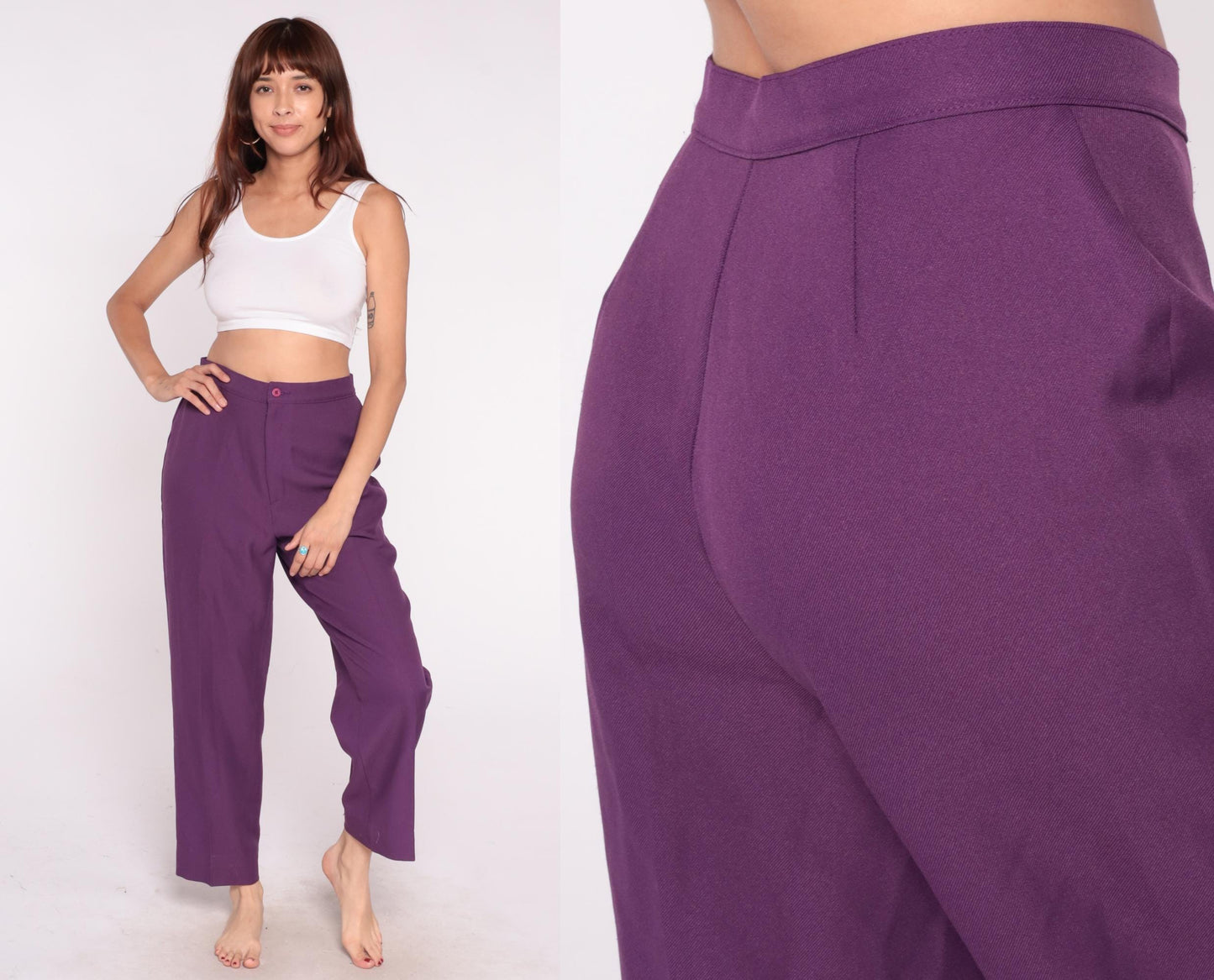 70s Levi's Bend Over Purple High Waisted Trousers Straight Leg Medium M