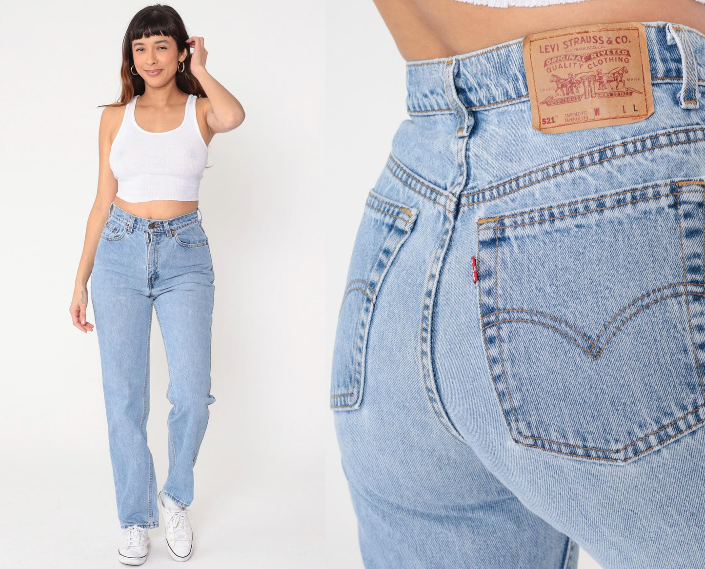 Levi's 521 90s Light Wash High Waisted Straight Leg Jeans Medium