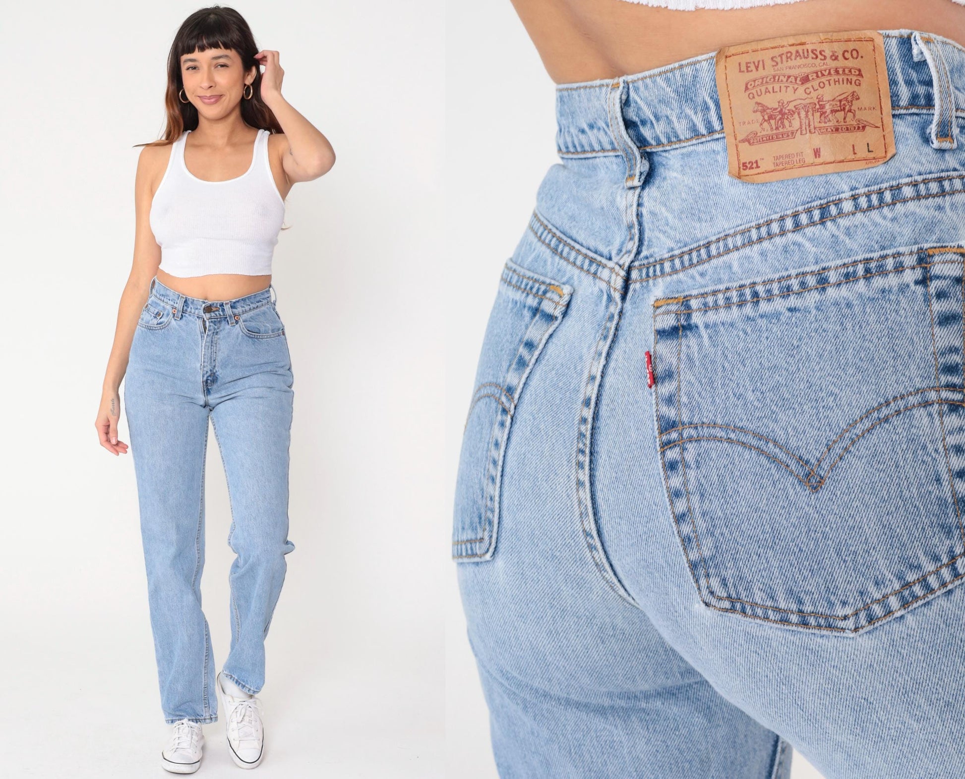 Levi's 521 90s Light Wash High Waisted Straight Leg Jeans Medium