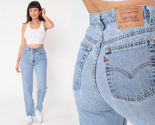 Levi's 521 90s Light Wash High Waisted Straight Leg Jeans Medium