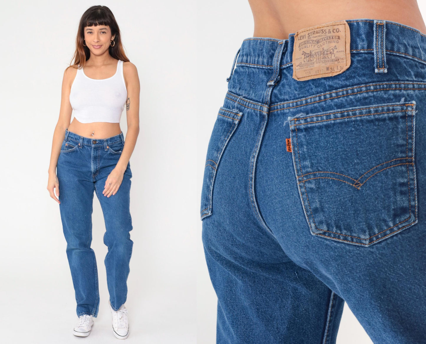 90s Levi's Medium Blue Denim High Waist Straight Leg Jeans W34 L34