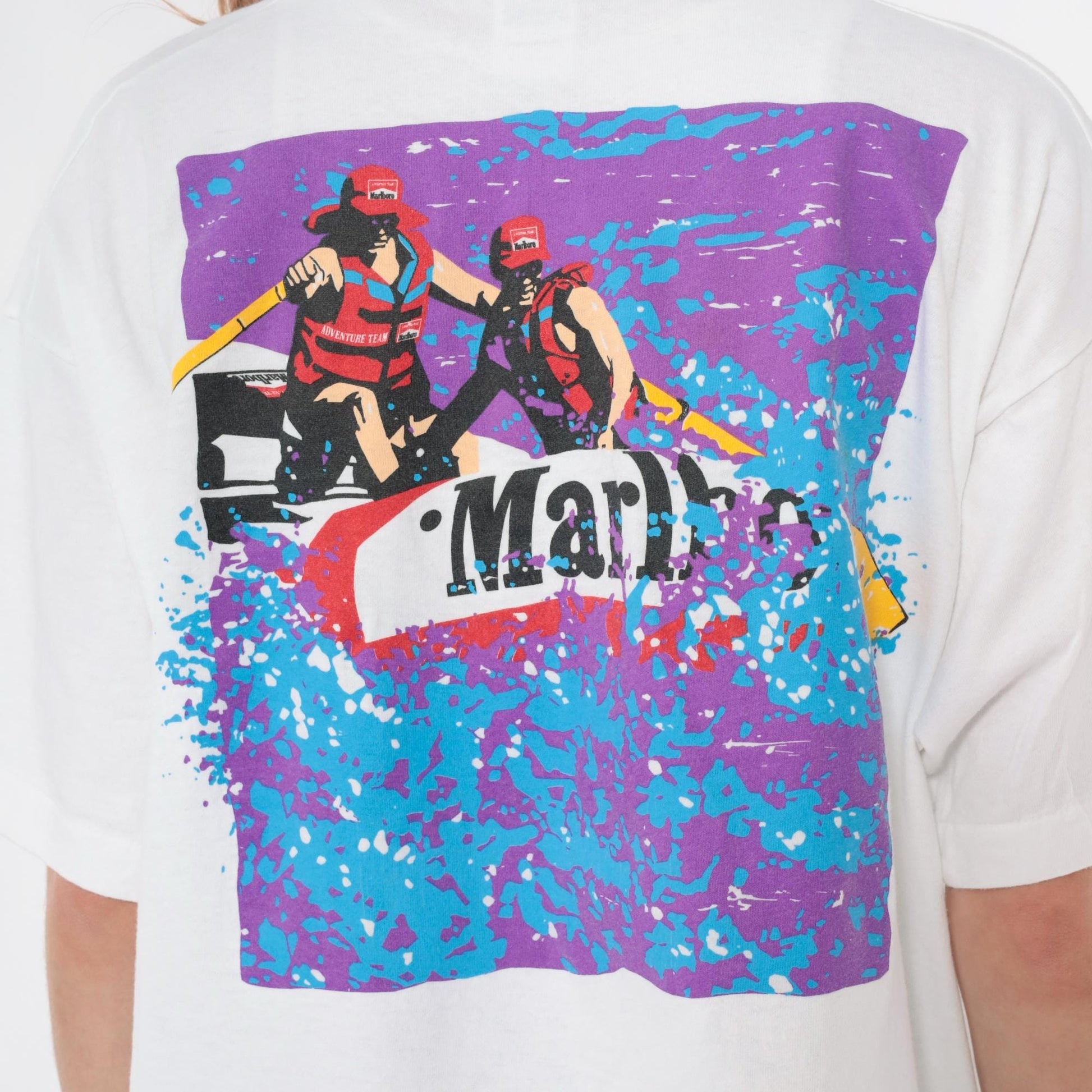 90s Marlboro Adventure Team Kayaking Graphic T-Shirt White Cotton XL