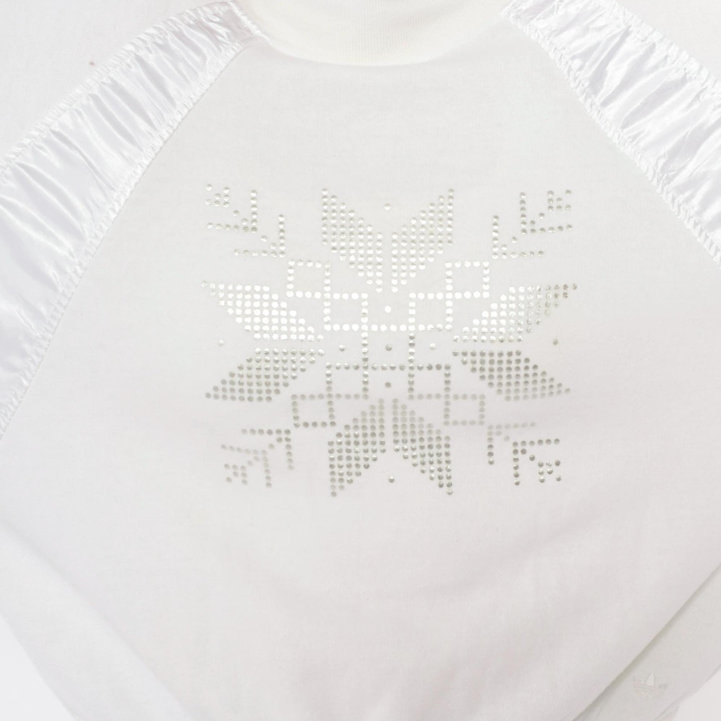 90s Adidas White Rhinestone Snowflake Sweatshirt Satin Panel Medium M