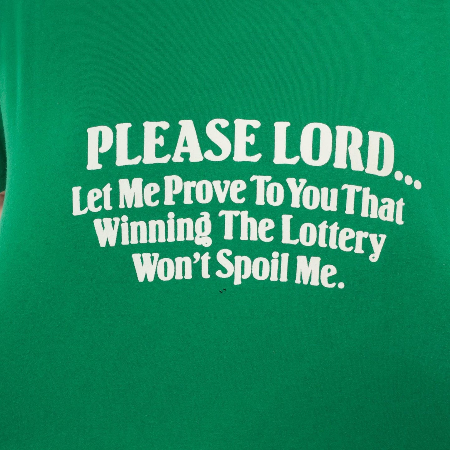 80s Kelly Green Lottery Prayer Graphic Tee Cotton Large L