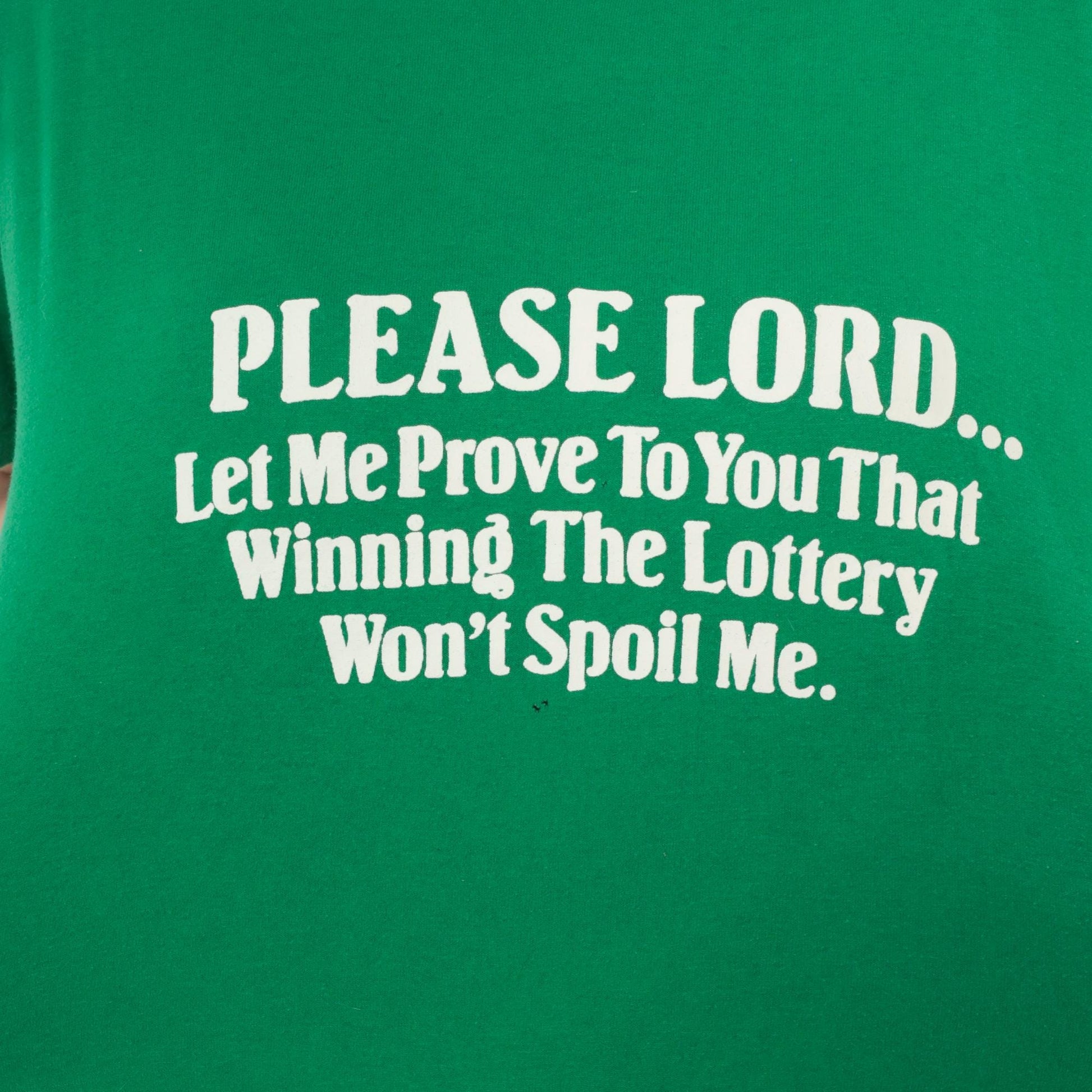 80s Kelly Green Lottery Prayer Graphic Tee Cotton Large L