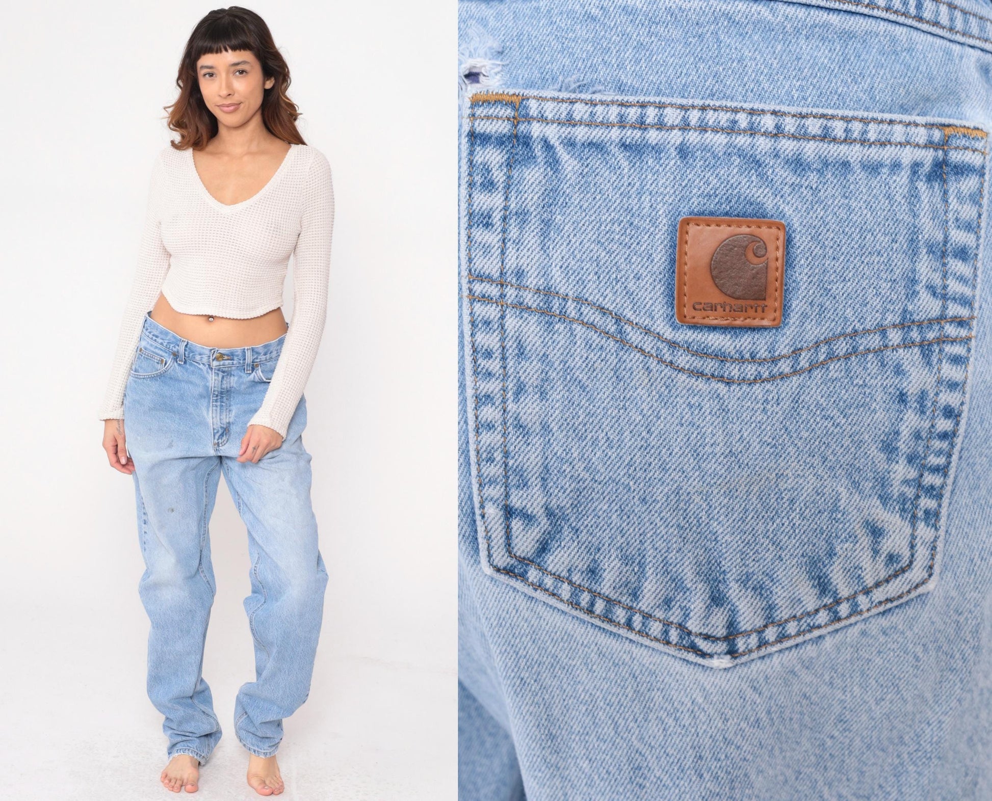 90s Carhartt Light Wash Denim Straight Leg Jeans 34x36 Large