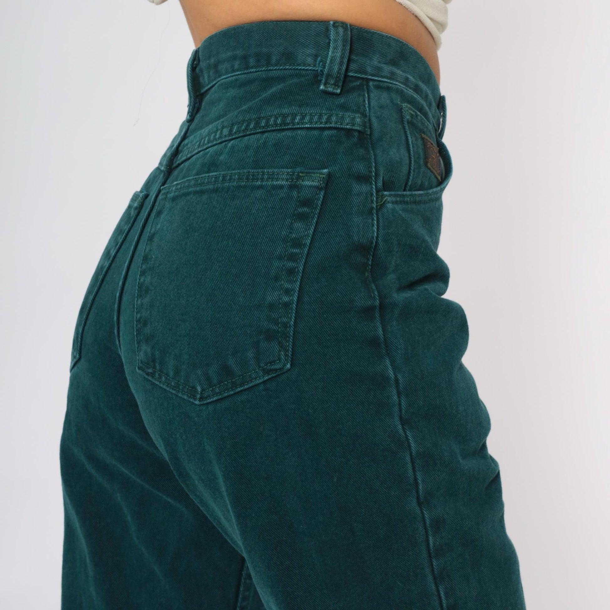 Y2K Wrangler High-Waist Straight Leg Jeans Forest Green Cotton Small