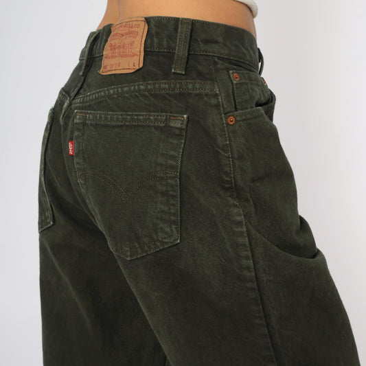 90s Levi's 551 Olive Green High Waist Straight Leg Jeans Large L