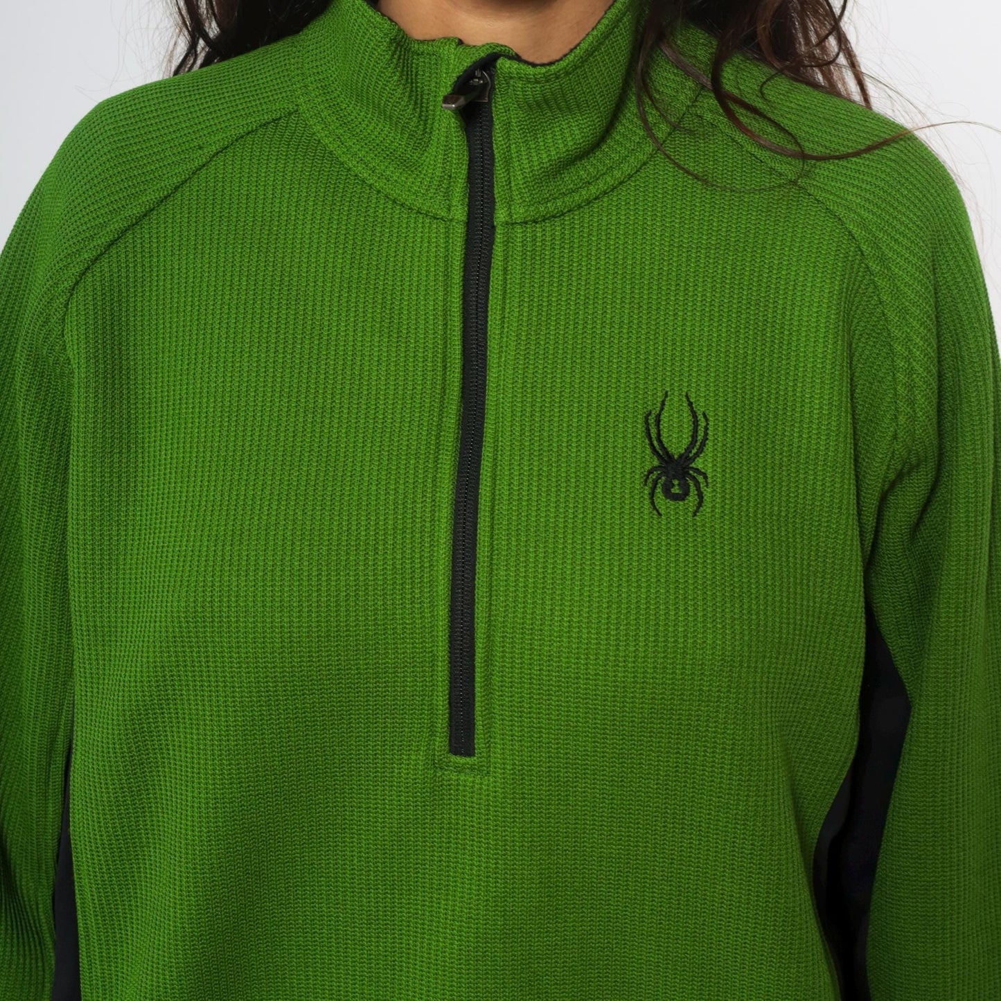 Spyder Y2K Half-Zip Fleece Pullover Lime Green Black Colorblock Large L