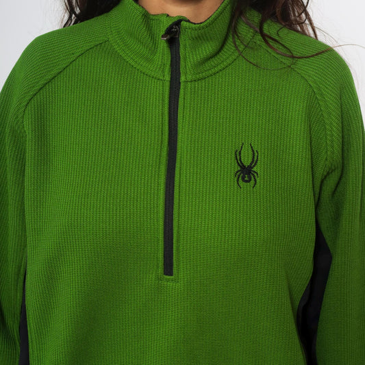 Spyder Y2K Half-Zip Fleece Pullover Lime Green Black Colorblock Large L