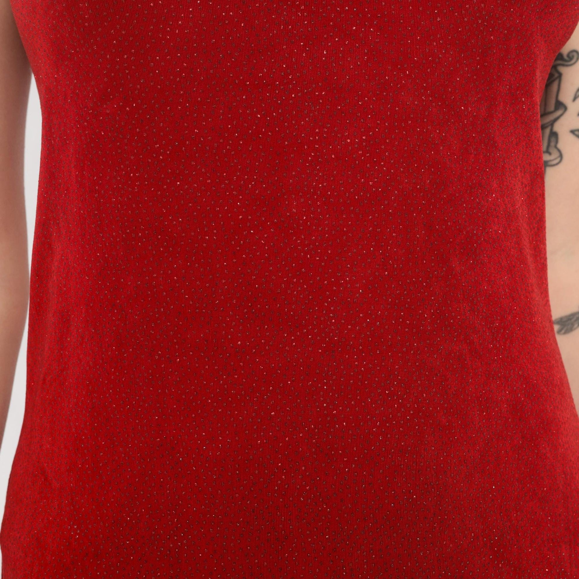90s Red Sparkle Mini Dress Sleeveless Keyhole Back Small S