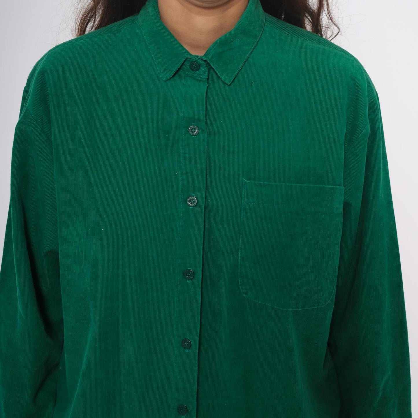 80s Hang Ten Emerald Green Corduroy Shirt Button-Up Long Sleeve Large L