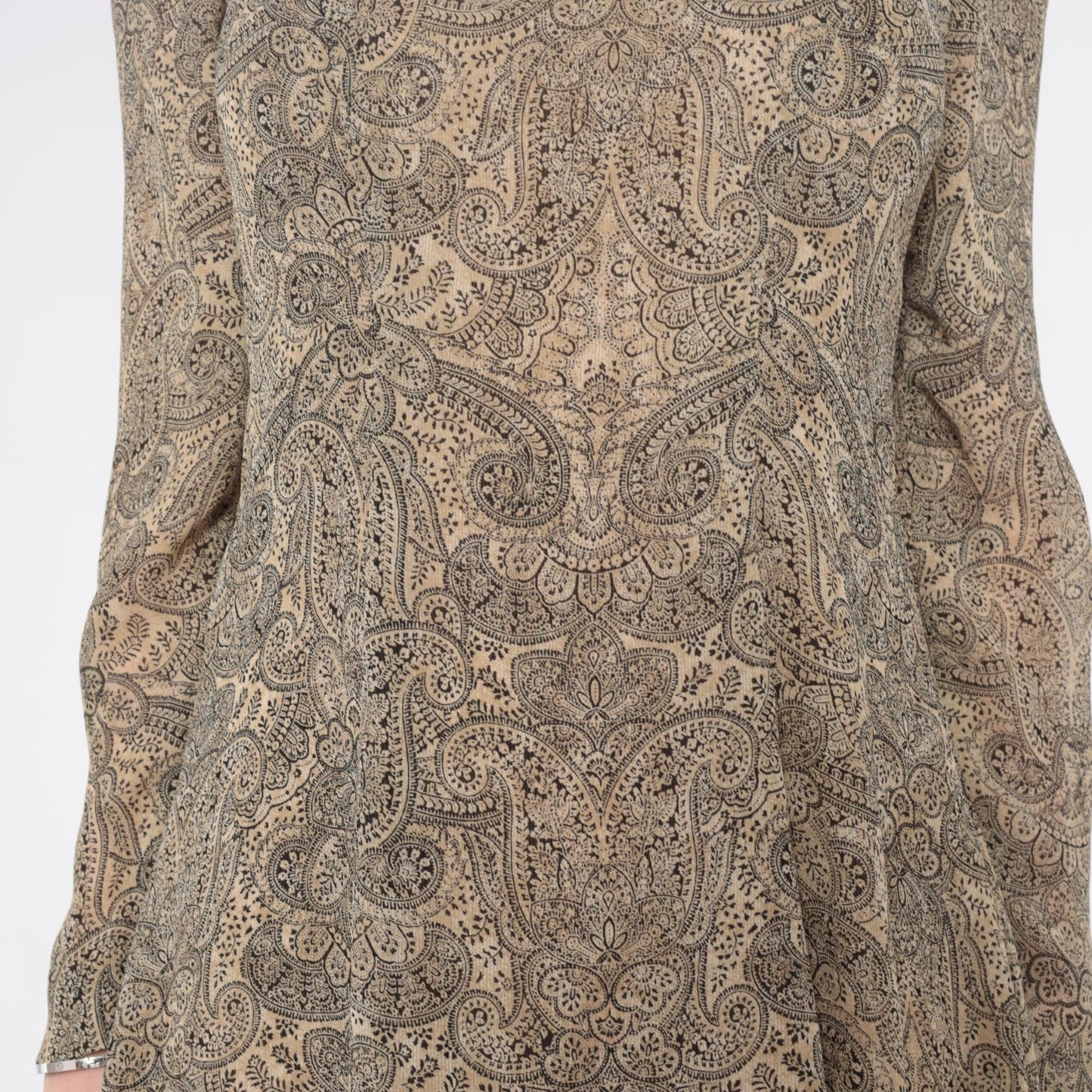 90s Liz Claiborne Paisley Midi Dress Square Neck Long Sleeve Sage Green Small