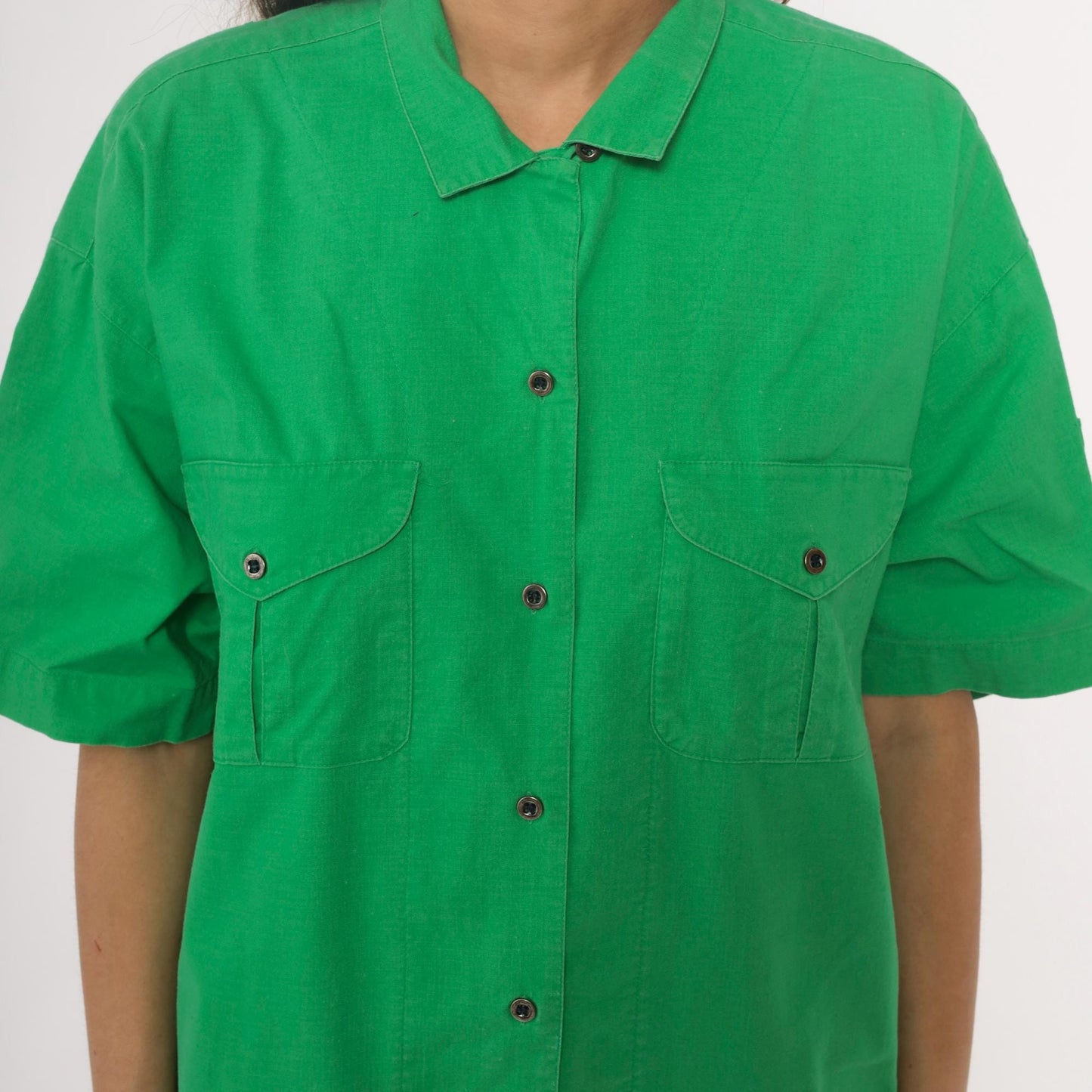 90s Chaus Sport Kelly Green Cotton Button-Up Shirt Large L