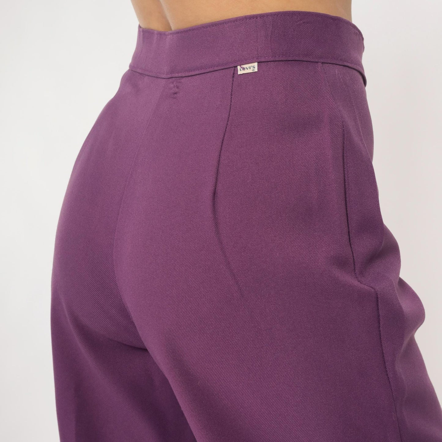 70s Levi's Purple High Waisted Wide Leg Trousers Medium M