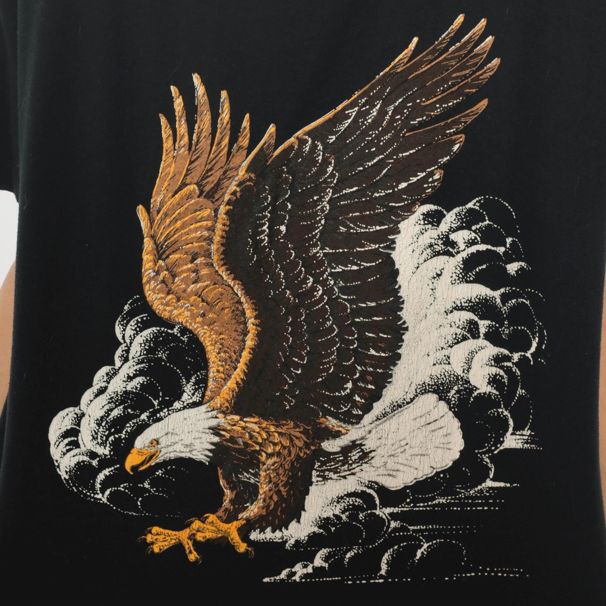 90s Bald Eagle Graphic T-Shirt Black Cotton Tee Large L