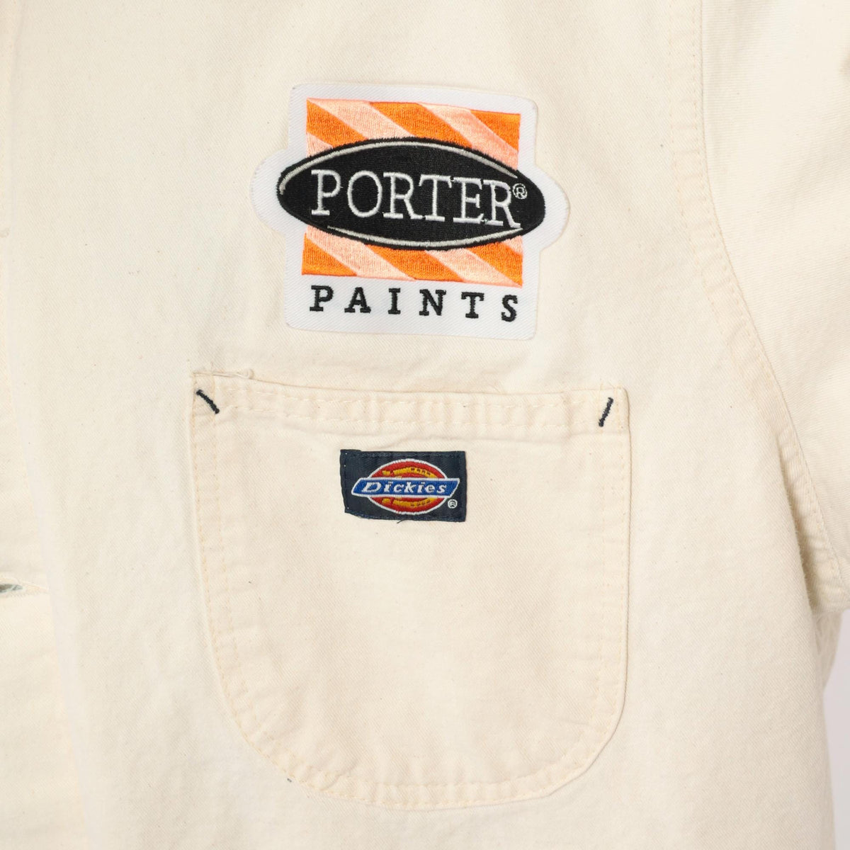 90s Dickies Porter Paints Work Jacket Cream Corduroy Collar Flannel Lined Extra Large