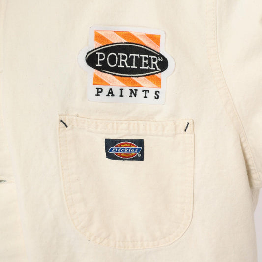 90s Dickies Porter Paints Work Jacket Cream Corduroy Collar Flannel Lined Extra Large