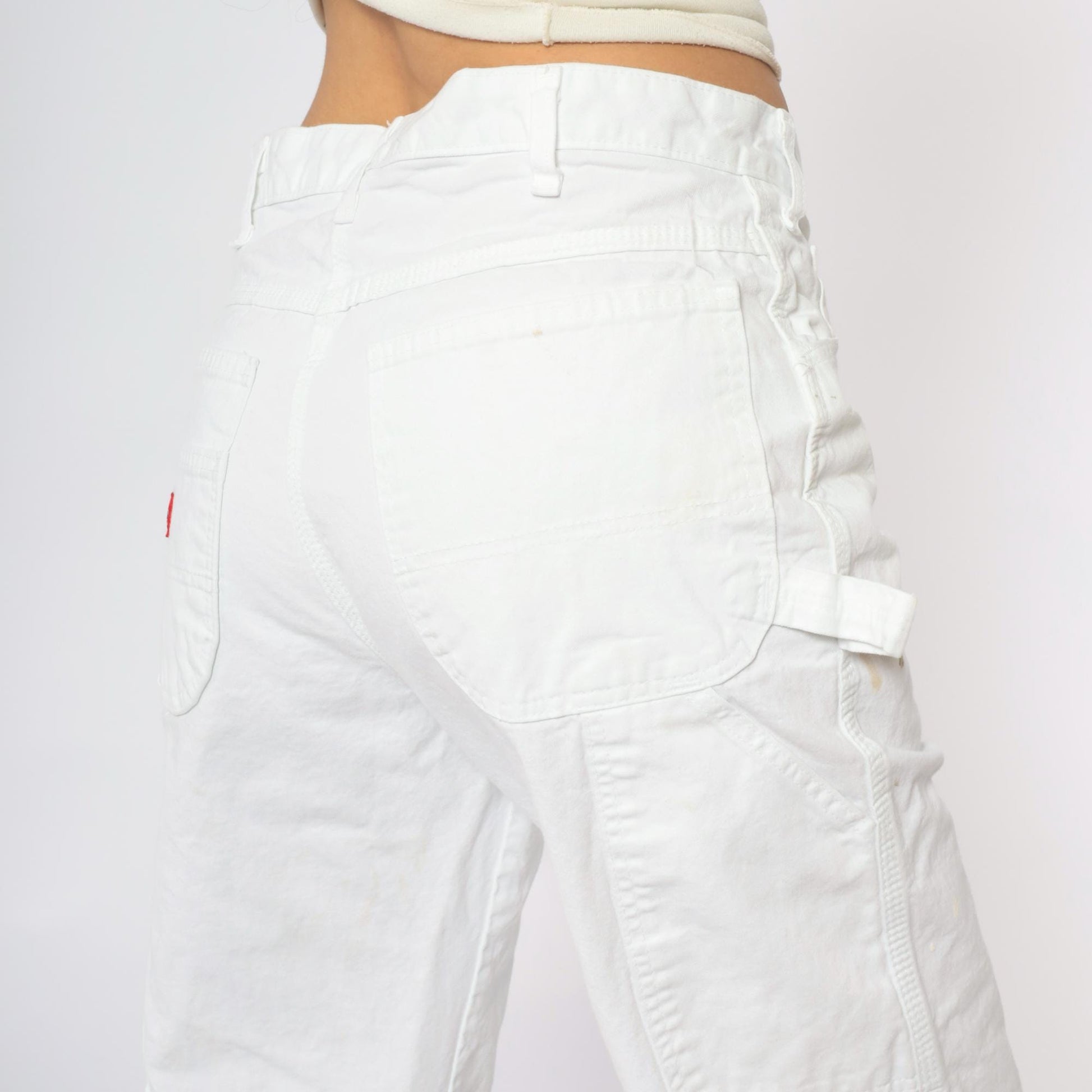 Y2K Dickies White Cargo Pants Distressed Workwear Cotton 32