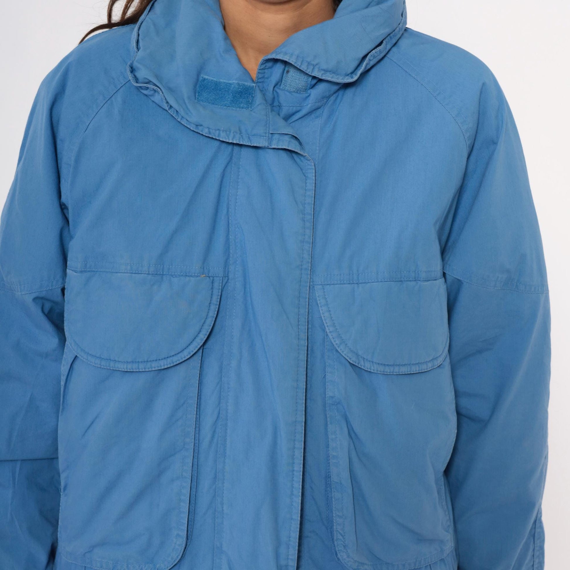 80s London Fog Periwinkle Puffer Jacket Down-Filled Raglan Small