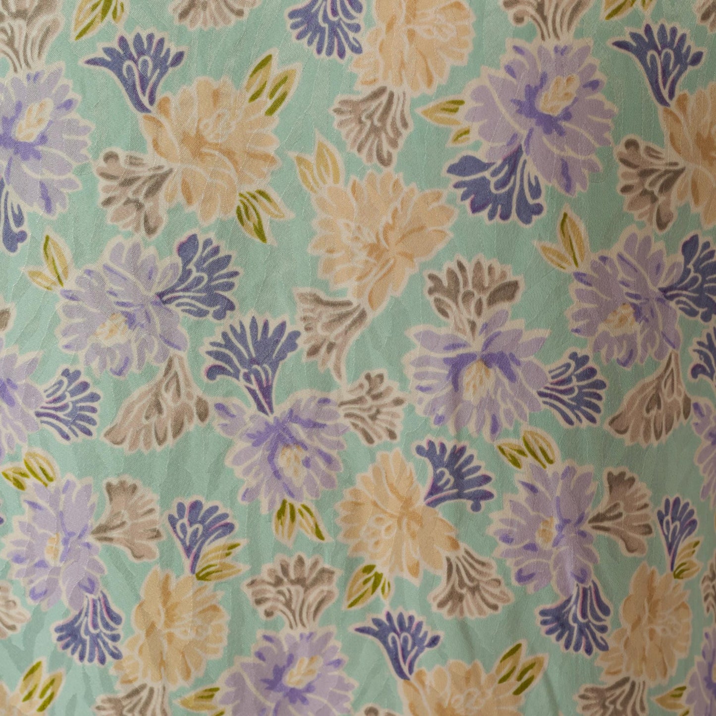 80s Evan Picone Silk Floral Blouse Mint Green Puff Sleeve Large L