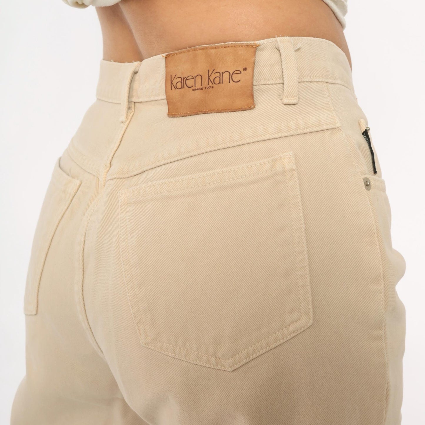 90s Karen Kane Cream High Rise Straight Leg Trousers Medium
