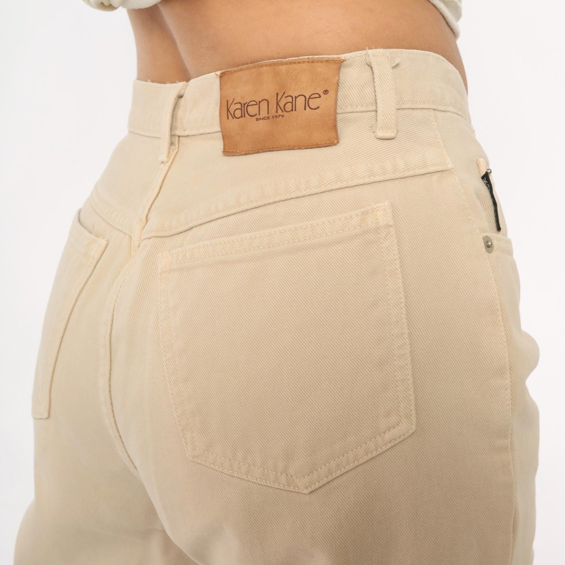 90s Karen Kane Cream High Rise Straight Leg Trousers Medium