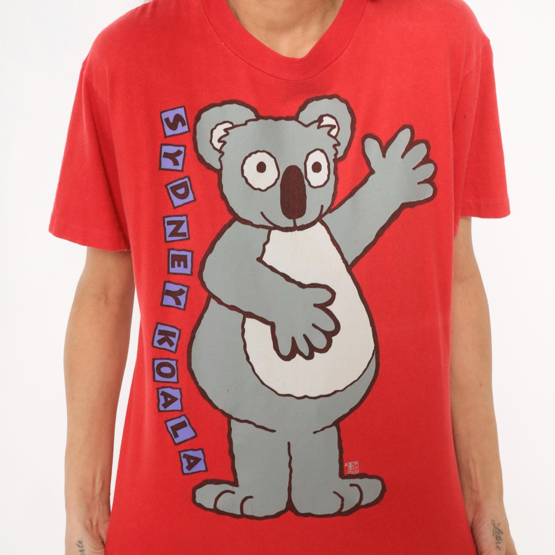 90s Sydney Koala Graphic Tee Red Cotton Cartoon Animal Tourist Medium M