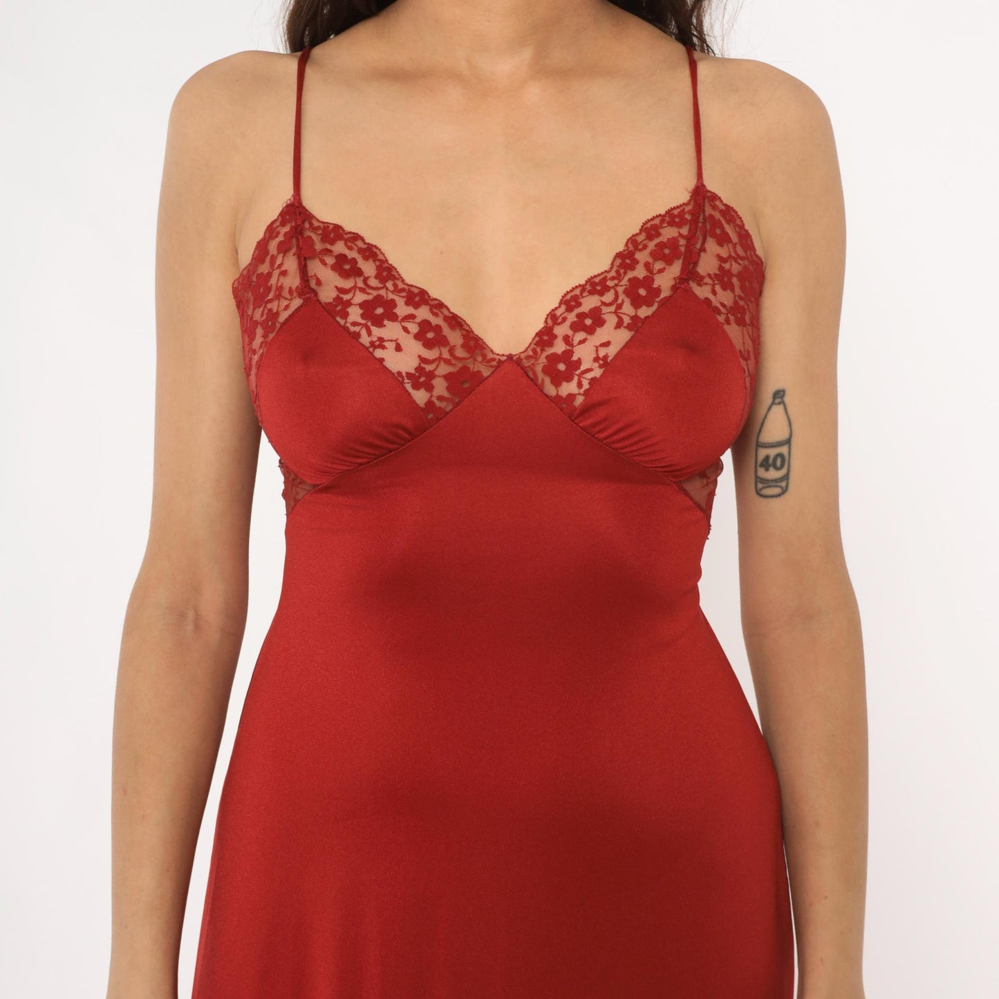 70s Blanche by Ralph Montenero Rust Slip Dress Empire Waist Lace Small