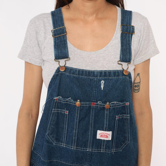 90s Roundhouse Dark Indigo Denim Bib Overalls Cotton Carpenter Dungarees Extra Extra Large XXL