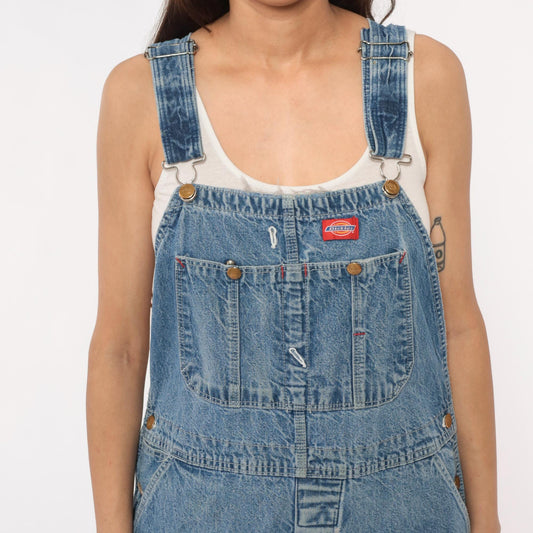 Dickies Denim Overalls 90s Baggy Blue Workwear Bib Pants 38 x 32