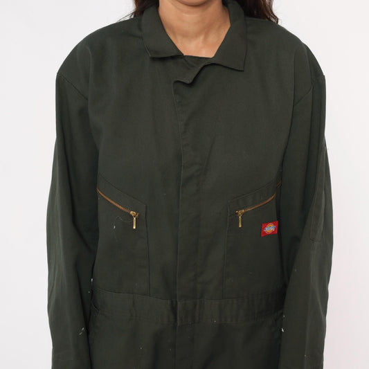 Dickies Forest Green Coveralls Zip Pocket Utility Jumpsuit Extra Large XL