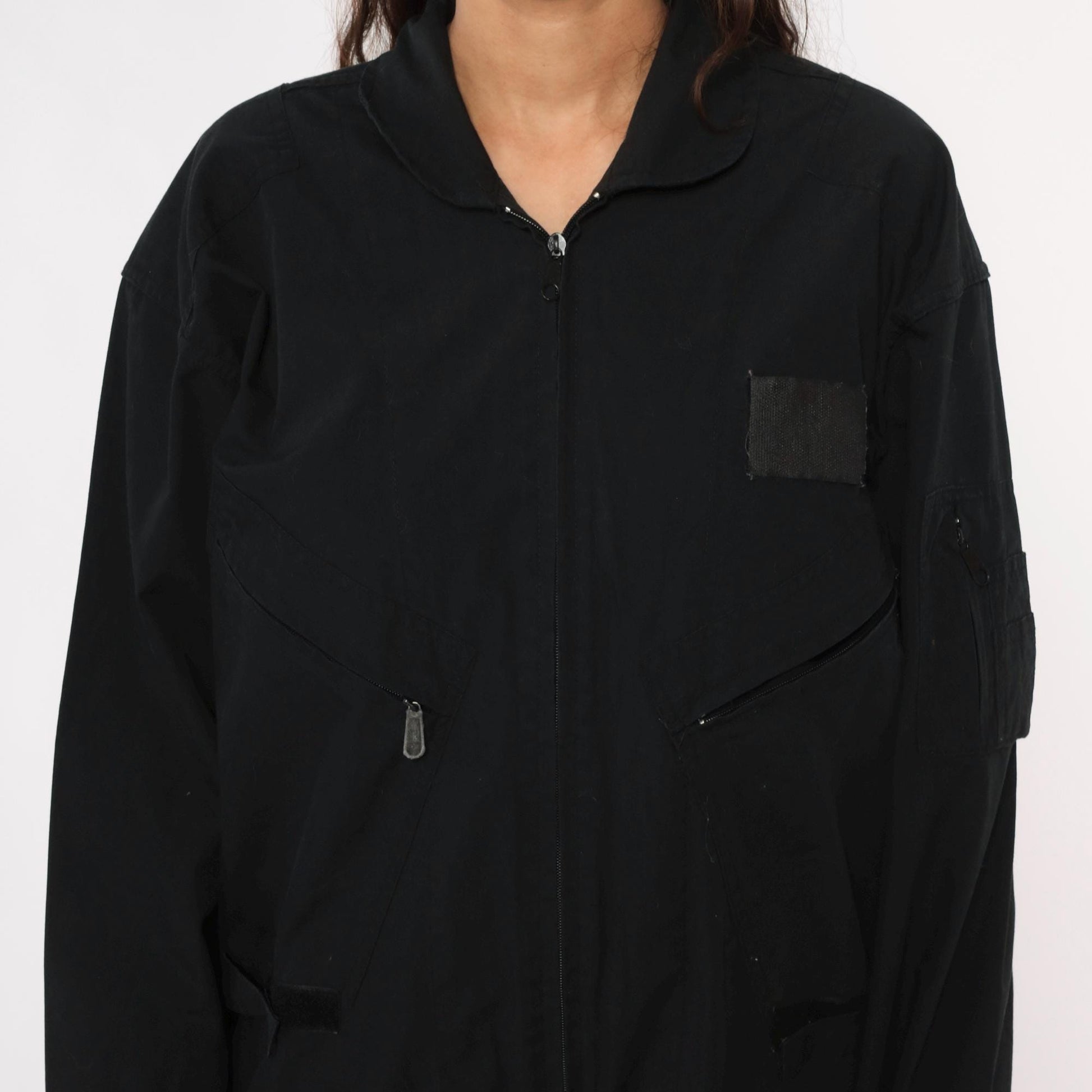 Y2K Black Roth Co Coveralls Zip Front Utilitarian Jumpsuit Medium M