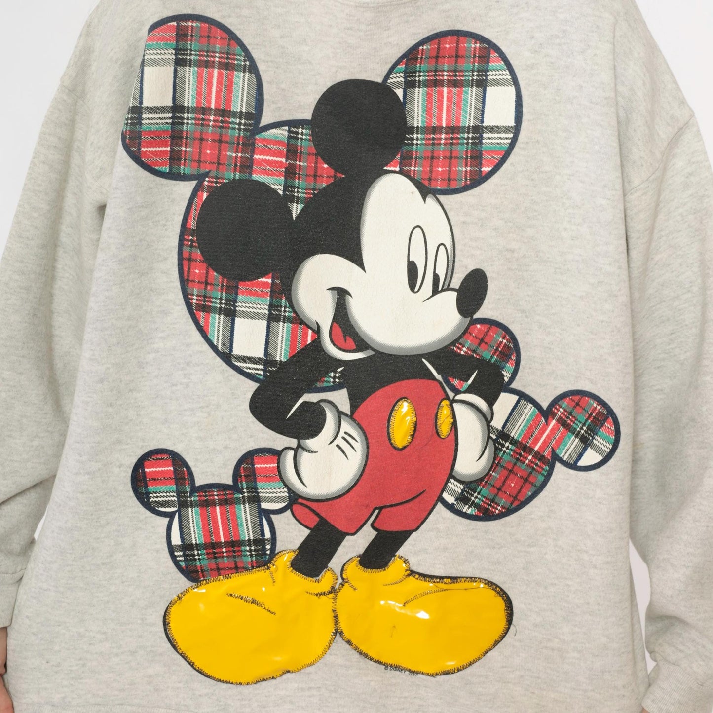 90s Mickey Unlimited Sweatshirt Grey Plaid Graphic Crewneck Extra Large XL
