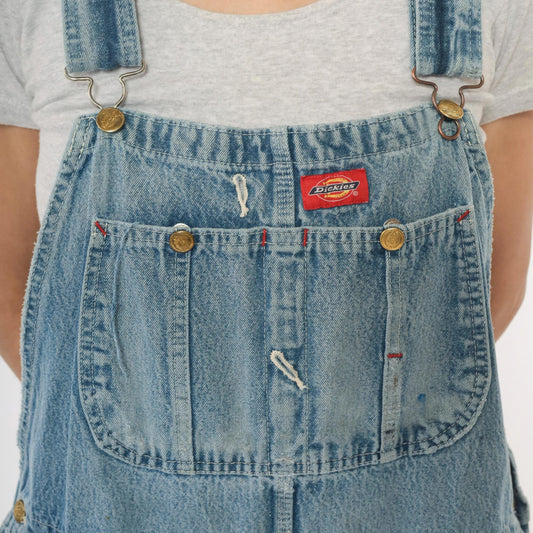 Dickies Y2K Light Blue Denim Overalls Distressed Workwear Plus Size XXL