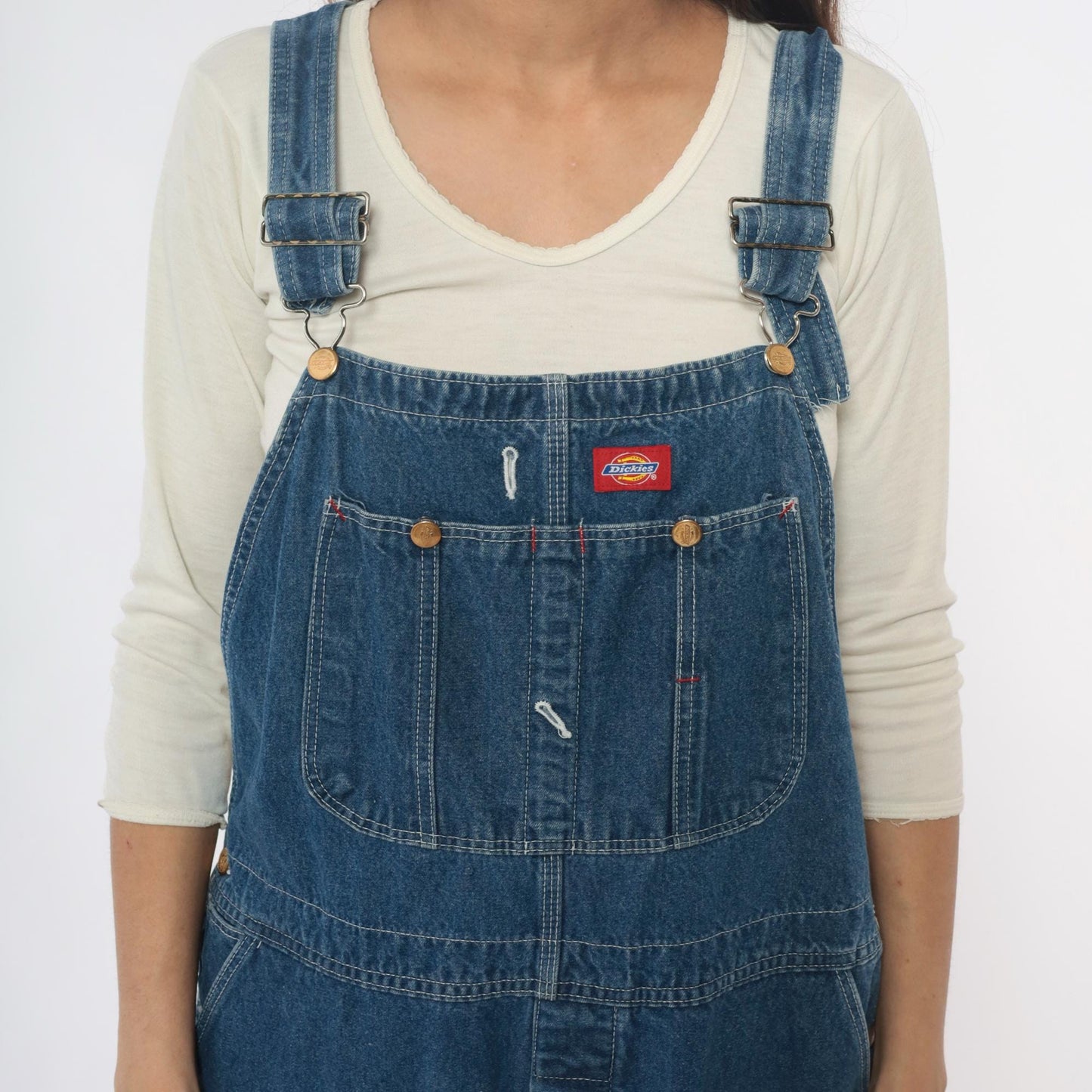 90s Dickies Denim Overalls Blue Cotton Bib Wide Leg Extra Large XL