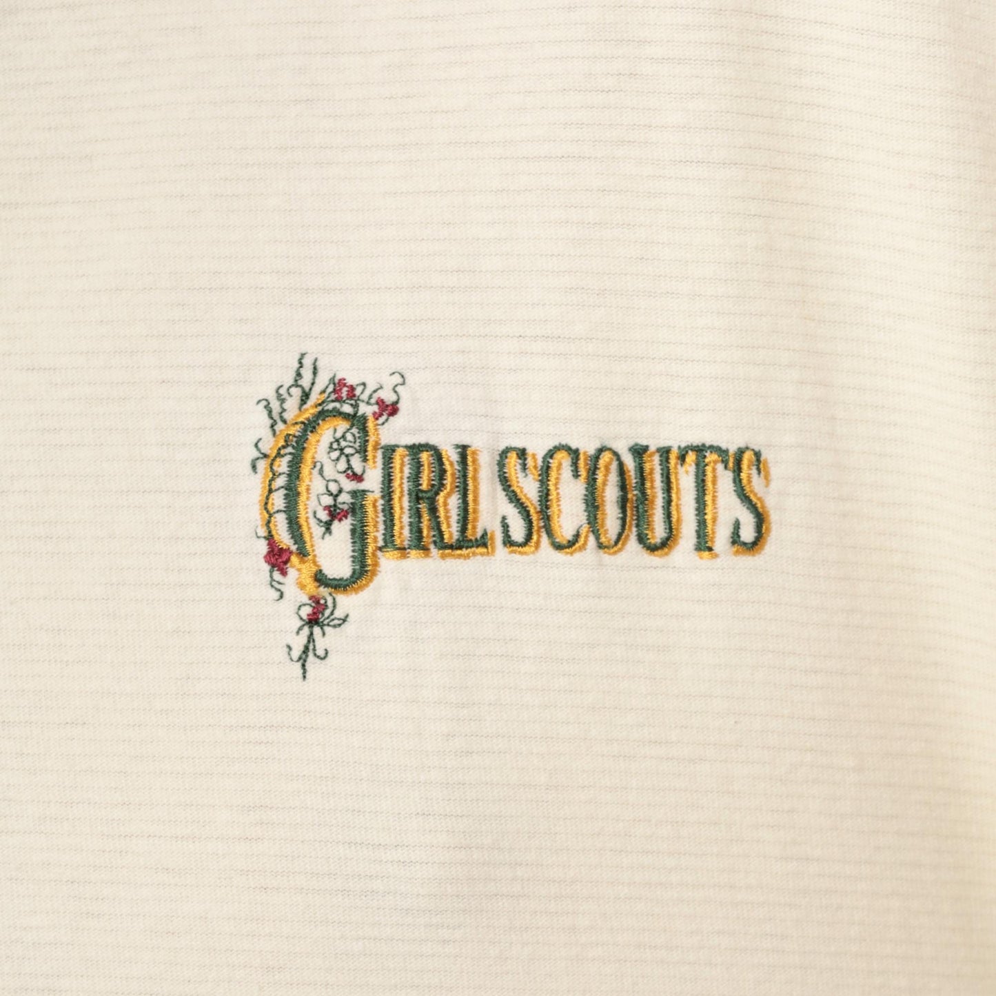 90s Girl Scouts Embroidered Logo Cotton Tee Cream Large L