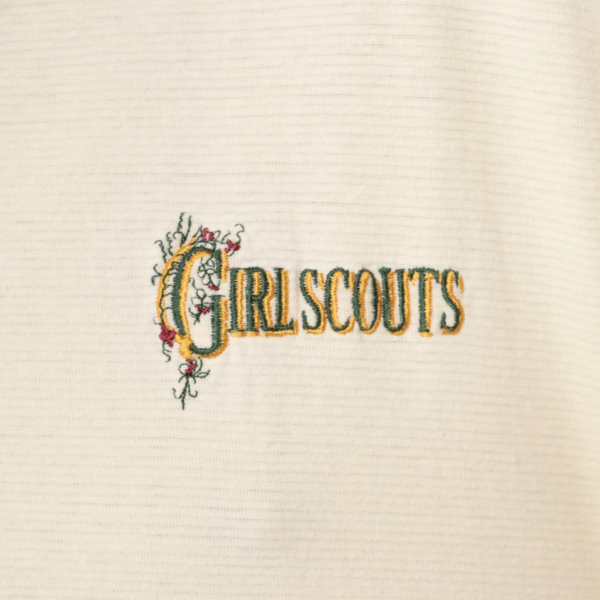 90s Girl Scouts Embroidered Logo Cotton Tee Cream Large L