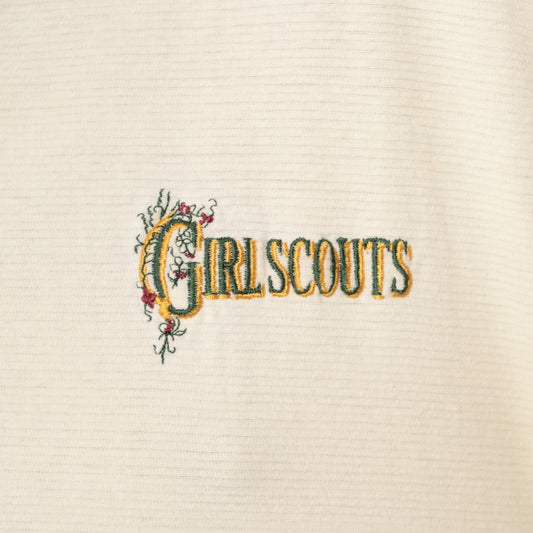 90s Girl Scouts Embroidered Logo Cotton Tee Cream Large L