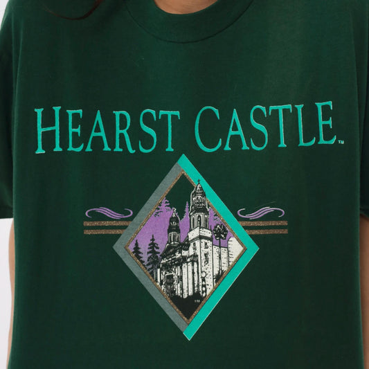90s Hearst Castle California Tourist Tee Forest Green Cotton Graphic Large L