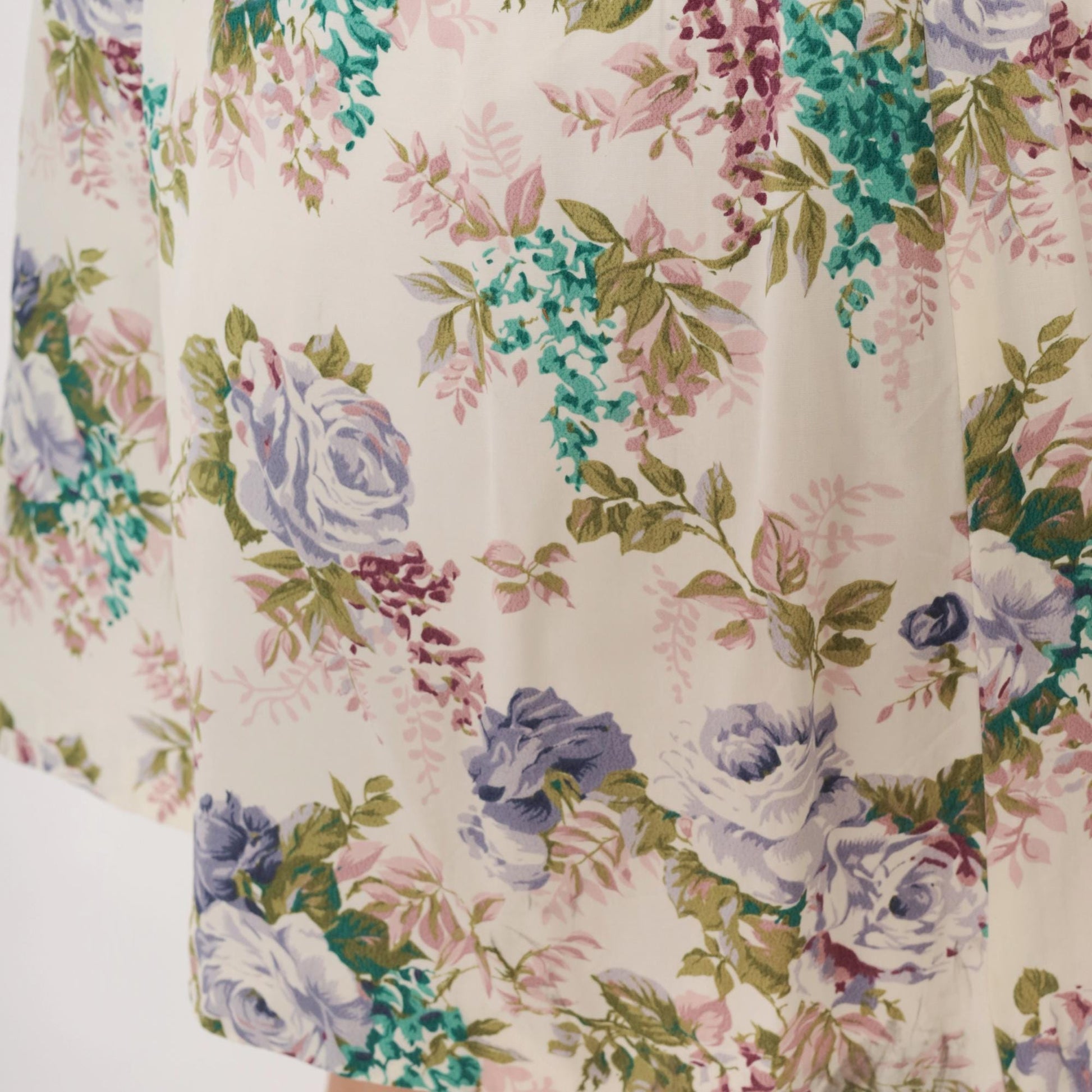 90s Floral Culotte Shorts High Waist Wide Leg Ivory Purple Rose Medium