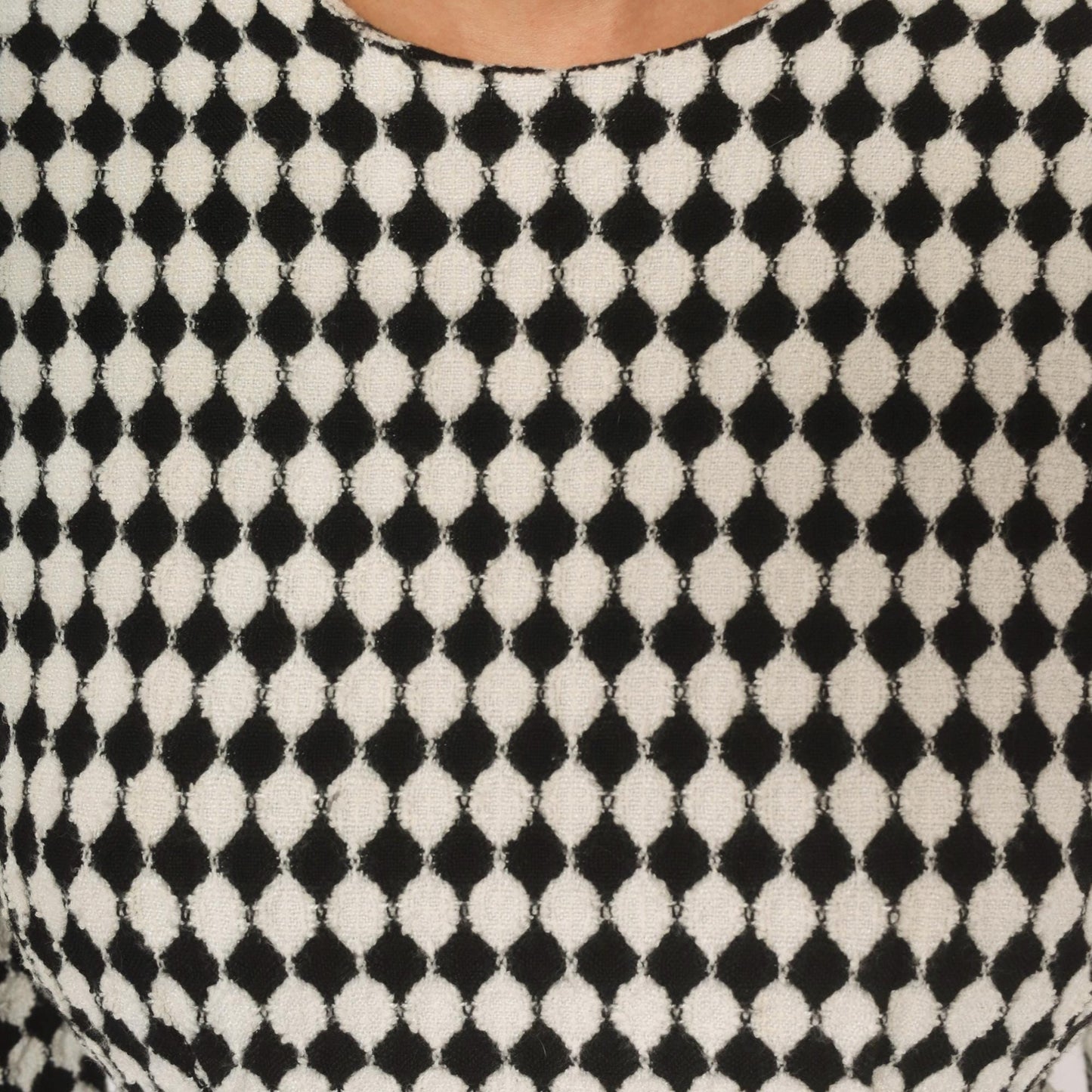 90s Jackie Bernard Checkerboard Mini Dress Black Cream Diamond Pattern Small S